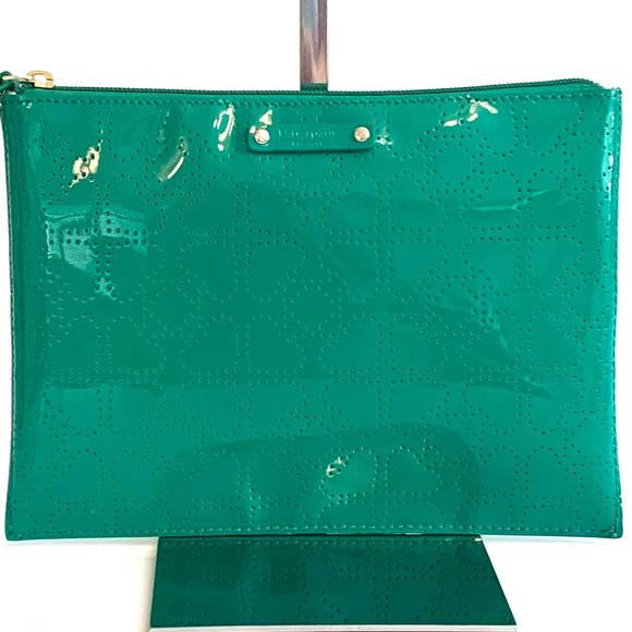 kate spade Handbags - Kate Spade Metro Patent Leather Pouch Clutch Emerald Green